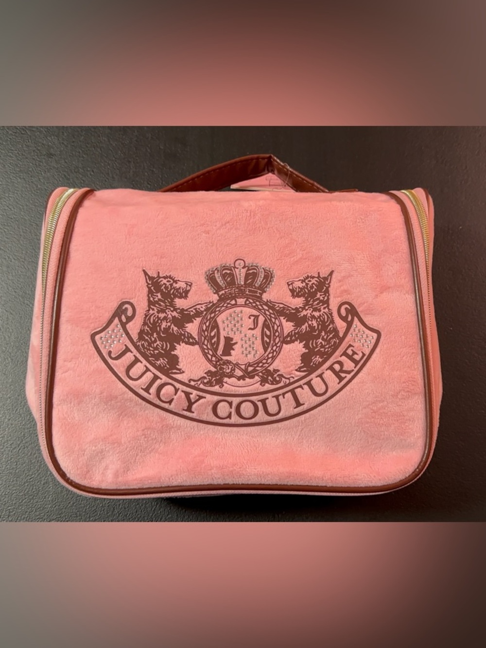 Juicy Couture Pink Hanging Travel Toiletry Bag with Crest